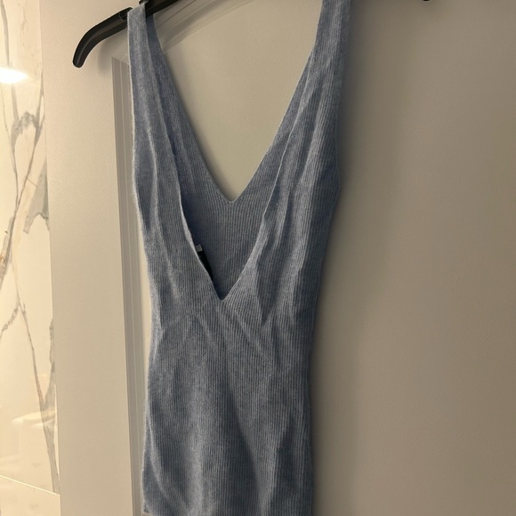 Light Blue Ribbed Knit Top - Picture 2 of 3